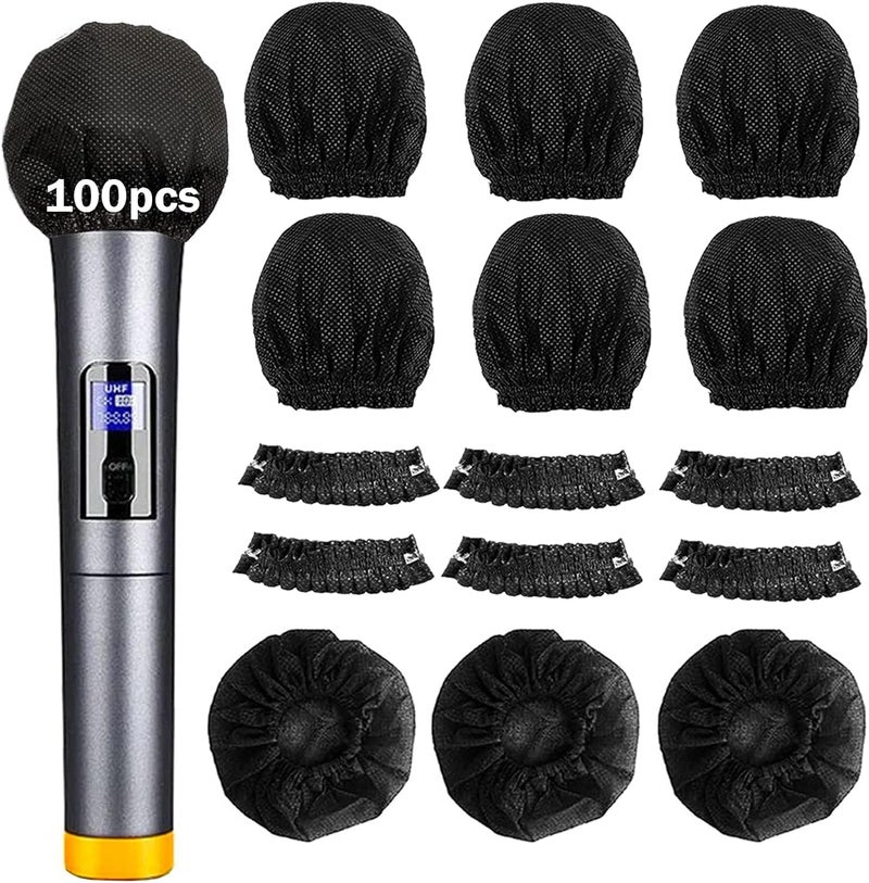SUN PRO Microphone Covers Disposable 100pcs, Non-Woven,Clean No-Odor Windscreen Pop Filters Protective Cap for Handheld Karaoke Microphone - Image 1